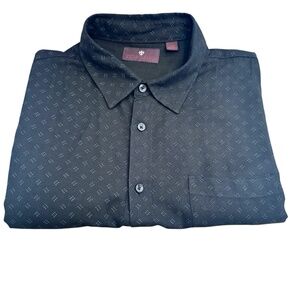 TOSCANO BLACK WITH WHITE DOT DESIGN SILK BLEND SHORT SLEEVE CAMP SHIRT